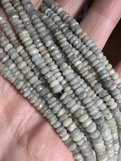 Aquamarine, Moss, Blue, Rondelle, 4 mm