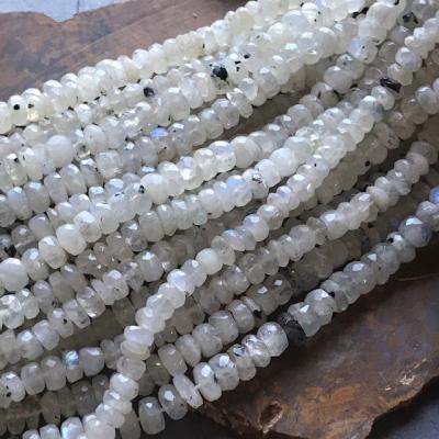 Moonstone, Tourmilated, Rondelle, 6-7 mm