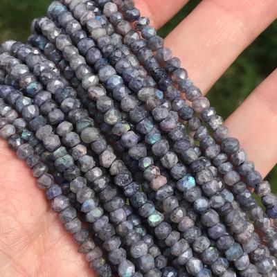 Labradorite, Blue, Diamond, Rondel, 4 mm