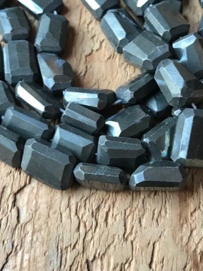 Pyrite, Black, Flat Slice, Faceted, Irr