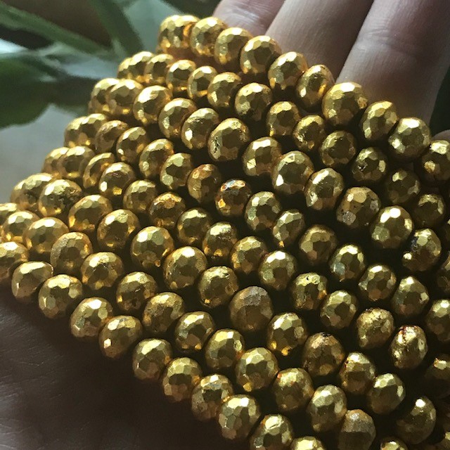 Pyrite, Gold, Rondelle, 8 mm