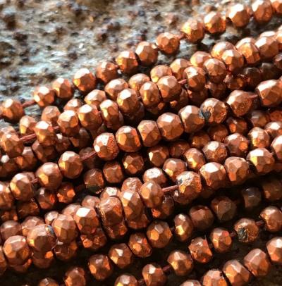Pyrite, Copper, Rondelle, 4 mm