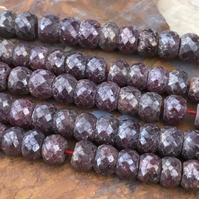 Ruby, Diamond Finish, Rondelle, 8 mm