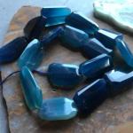 Chalcedony, Dark Blue, Flat Slice, 12mm