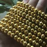Pyrite, Gold, Rondelle, 8 mm